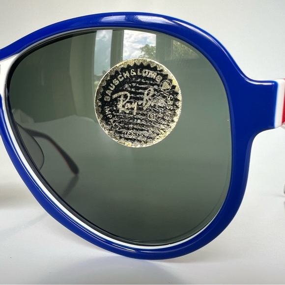 New Vintage B&L RayBan Vagabond G15 Red White Blue Aviator Sunglasses NOS - Picture 7 of 16